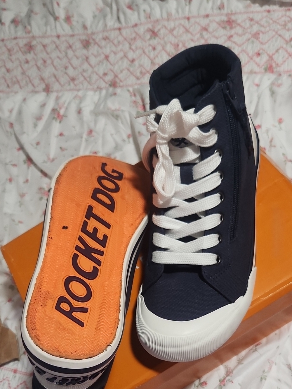 Rocket Dog Navy and White High-Top Sneakers